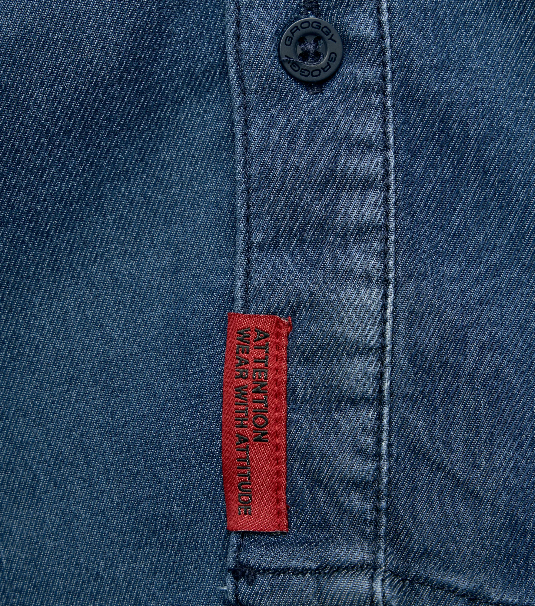 Yves Camisa En Denim Masculina Groggy 834703 AZ