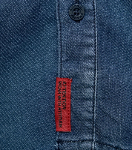 Yves Camisa En Denim Masculina GroggyAZ