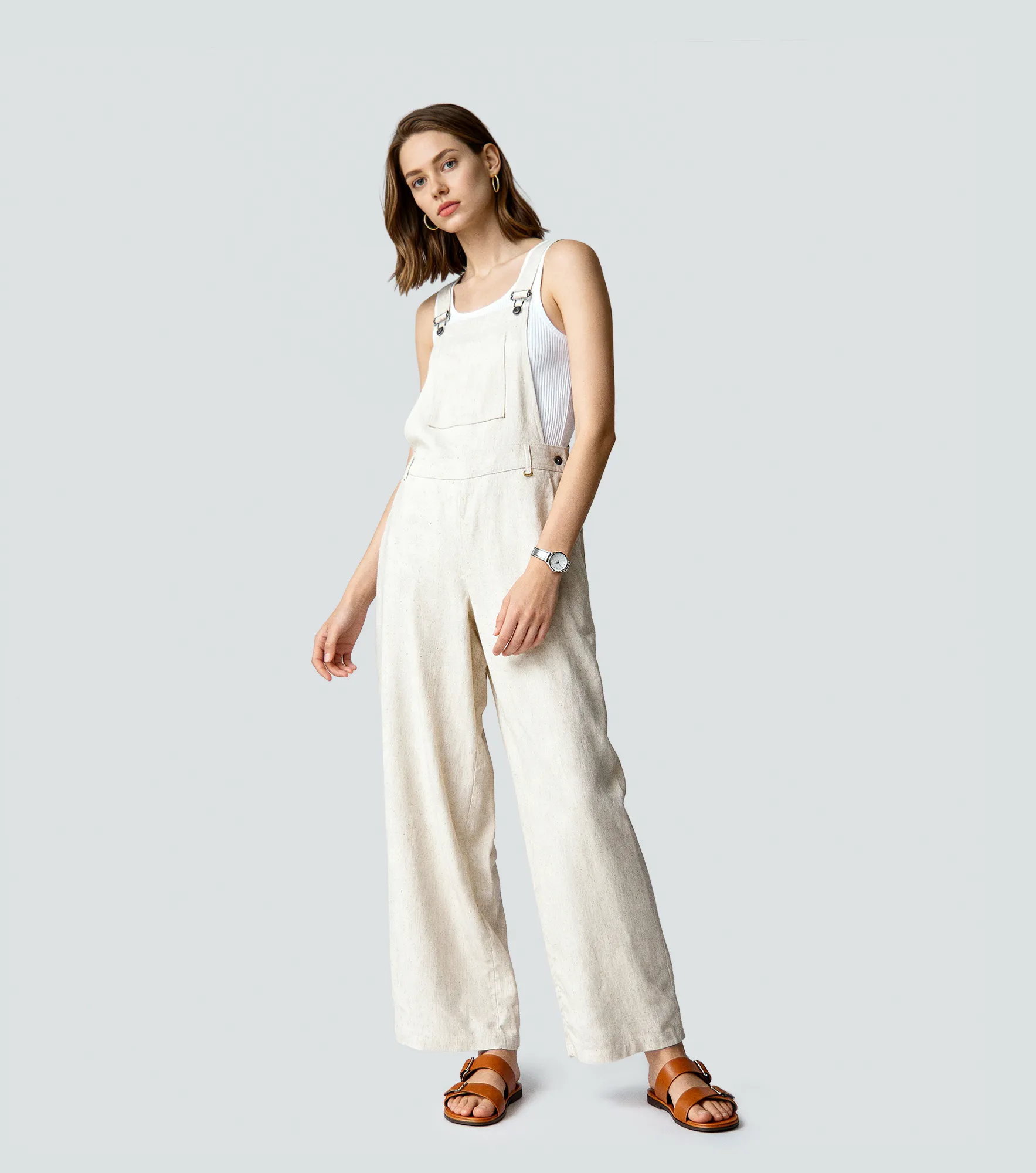 Overol Para Mujer Pantalon En Lino Unicolor DerekAR