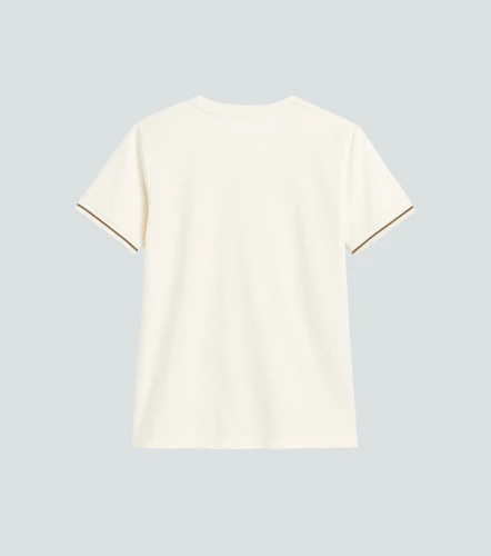 Martina Blusa T Shirt Unicolor Con Tejidos En Puno Y Estampado UnserAR