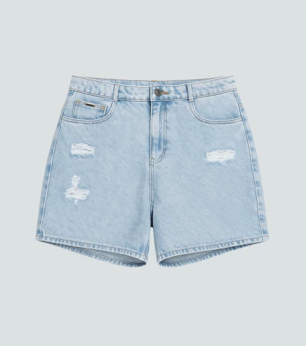 Fernanda Short En Indigo Tipo Bermuda Con Desgastes UnserAZ