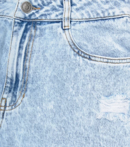 Fernanda Short En Indigo Tipo Bermuda Con Desgastes UnserAZ