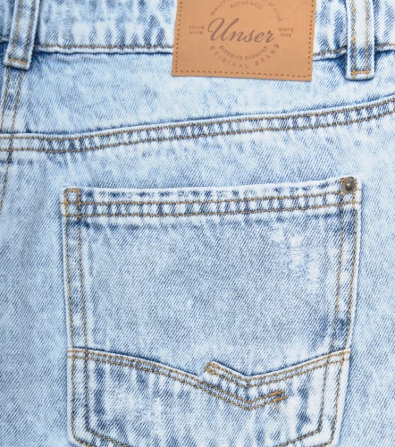 Fernanda Short En Indigo Tipo Bermuda Con Desgastes UnserAZ