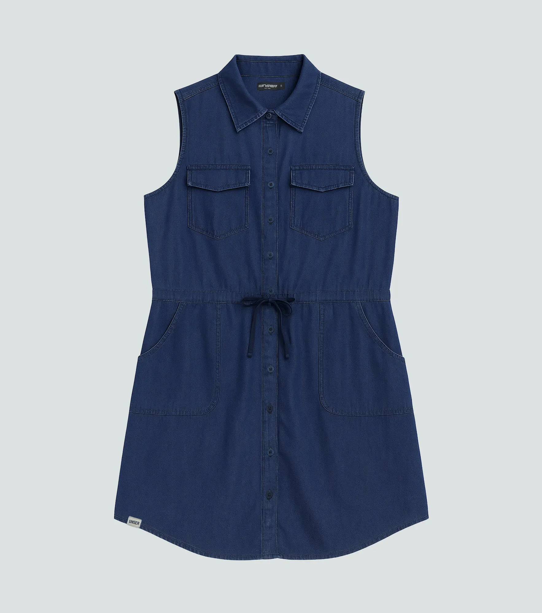 Roxana Vestido En Denim Manga Sisa Con Bolsillos En Delantero Unser 836093 AZ