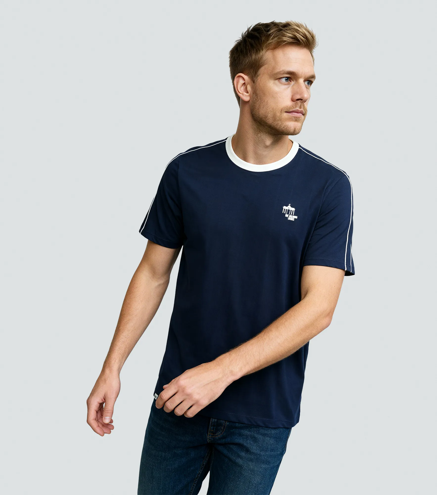 Comfort Paul T Shirt Unicolor Con Sesgo Y Estampado Contraste Unser 837011 AV