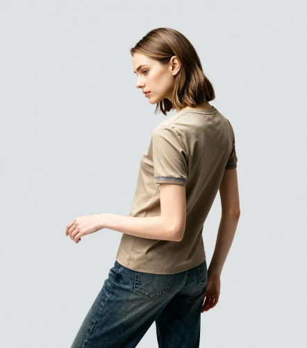 Martina Blusa T Shirt Unicolor Con Tejidos En Puno Y Estampado UnserKQ