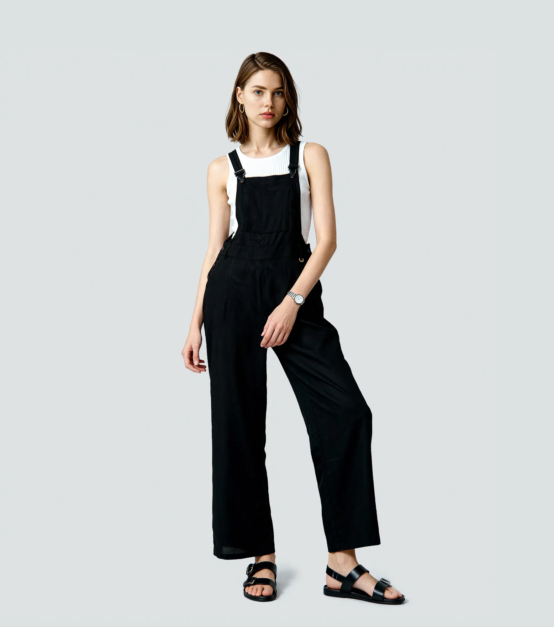 Overol Para Mujer Pantalon En Lino Unicolor Derek 834897 NG