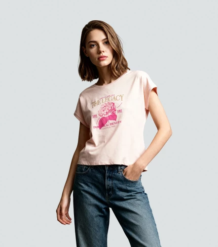 Aitana Blusa T Shirt Unicolor Con Estampado En Delantero UnserRS