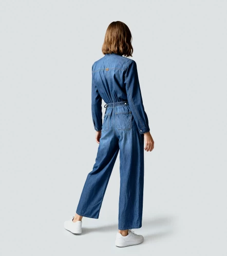Adela Enterizo En Denim Manga Larga En Pantalon UnserAZ