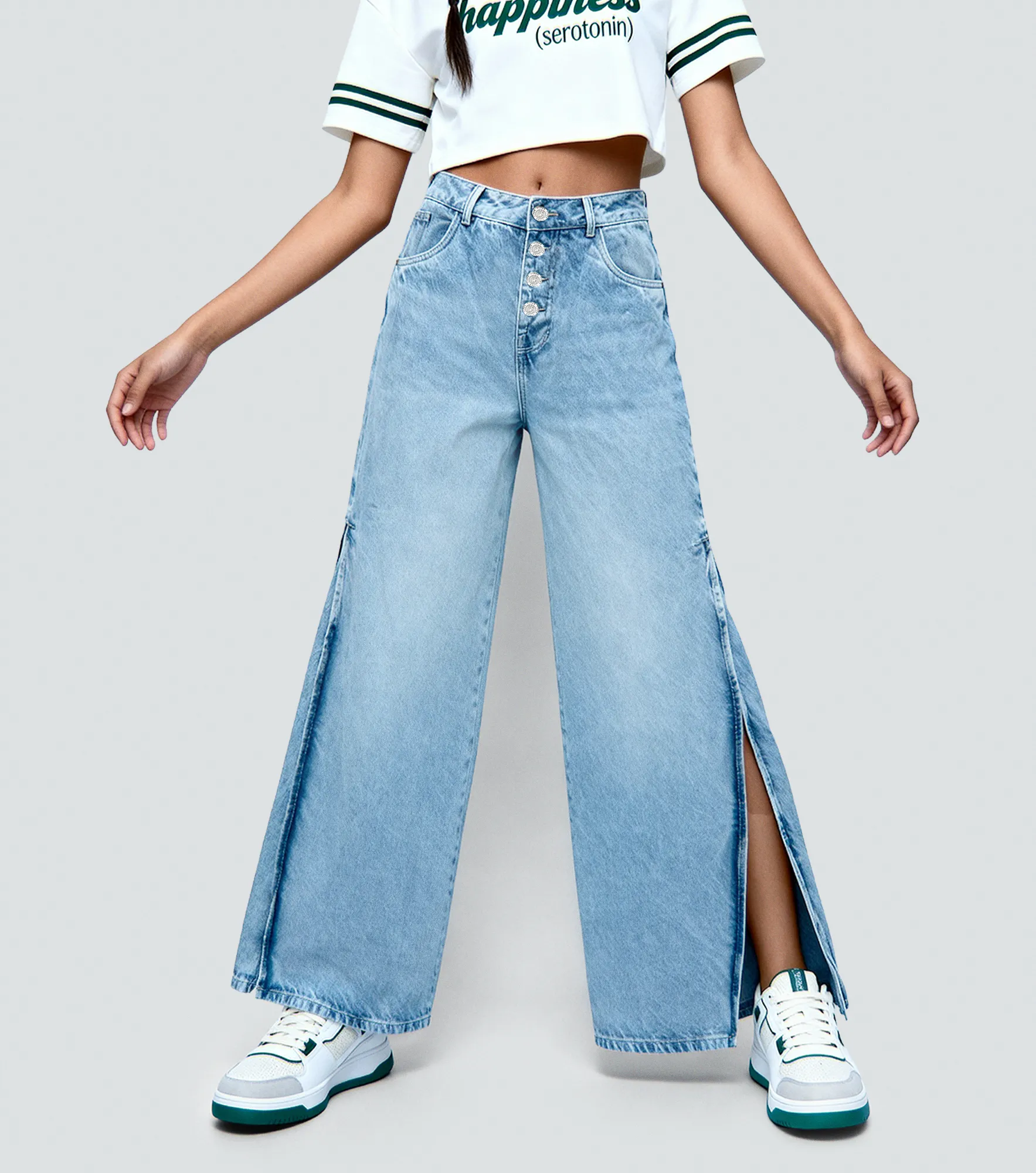 Maya Jean Tipo Culotte Con Botones En Jota Typer 823578