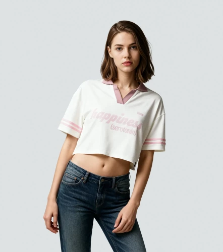 Nohe Blusa Crop Tipo Polo Estampada TyperRS