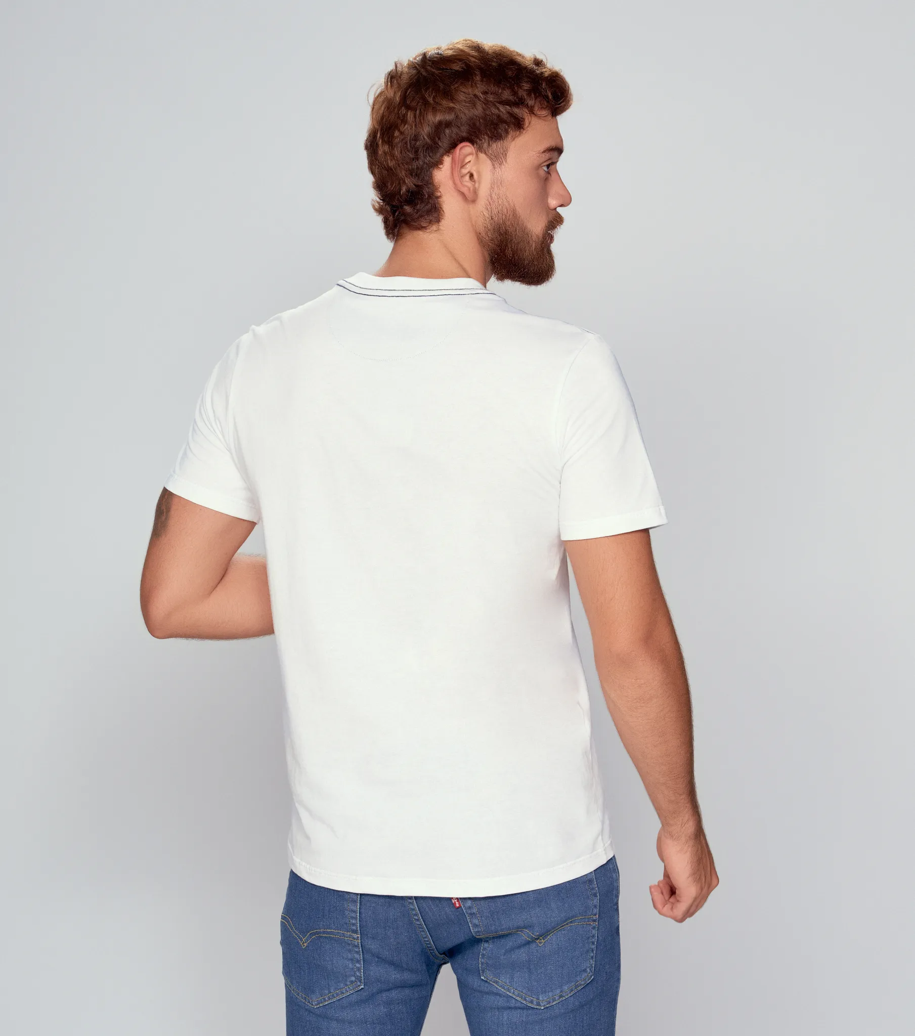 Slim Matias T Shirt Unicolor Con Estampado Unser 833227 BL