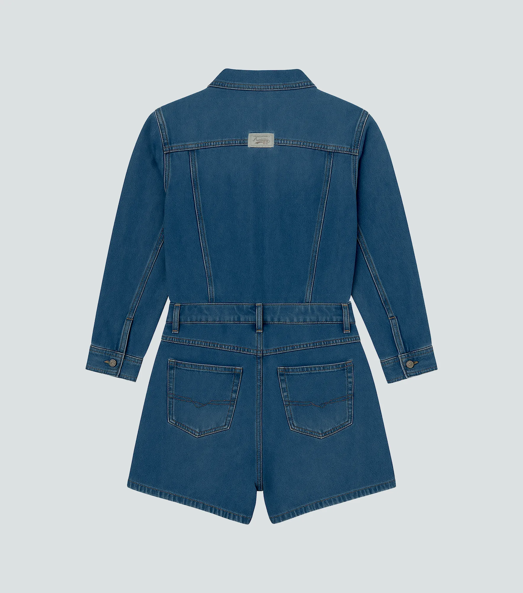 Larissa Enterizo Denim Manga 3 4 Con Cortes Y Bolsillos Unser 831711 AZ