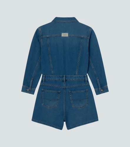 Larissa Enterizo Denim Manga 3 4 Con Cortes Y Bolsillos UnserAZ