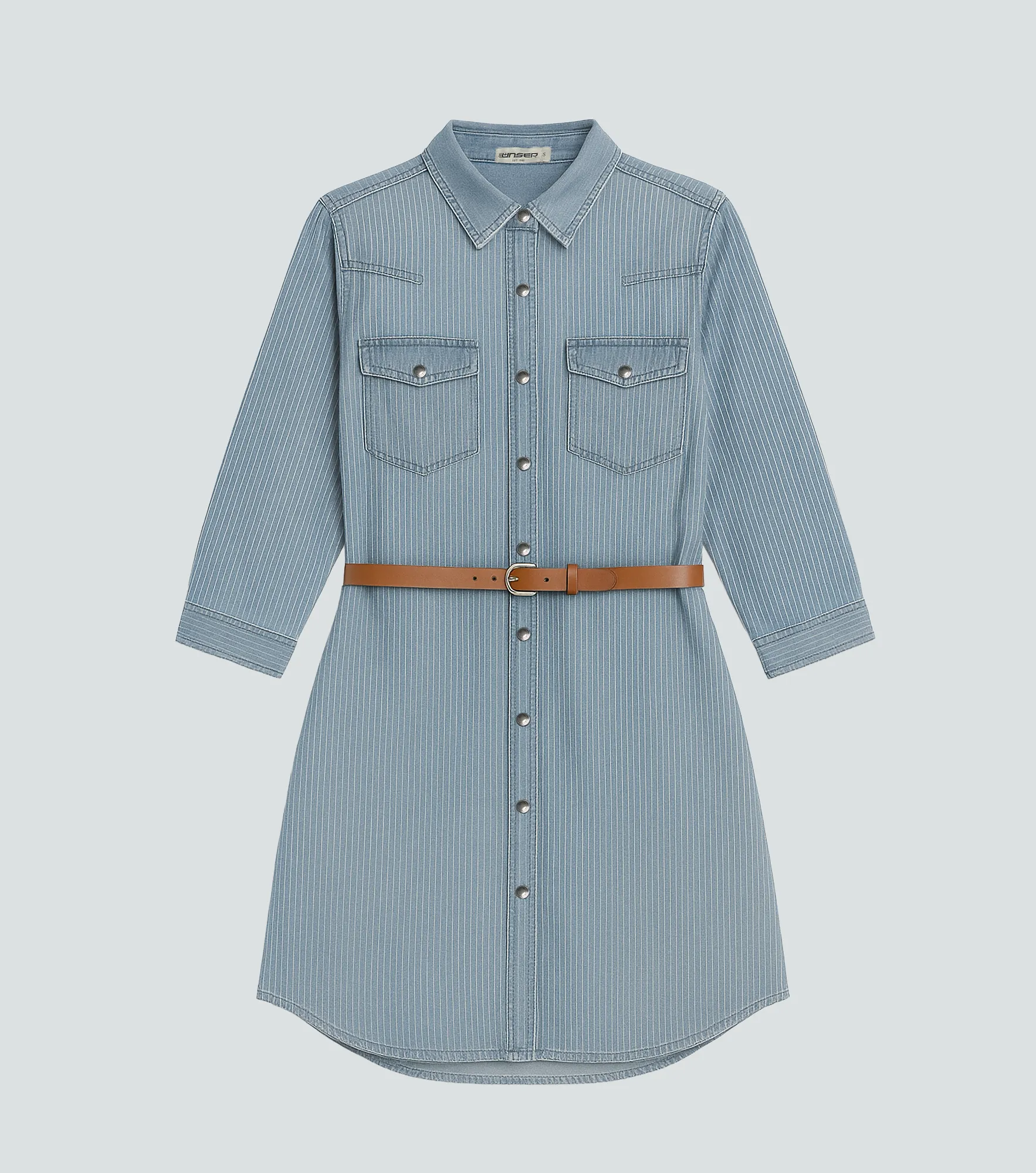 Margarita Vestido Manga 3 4 Con Lineas Verticales Unser 834550 AZ