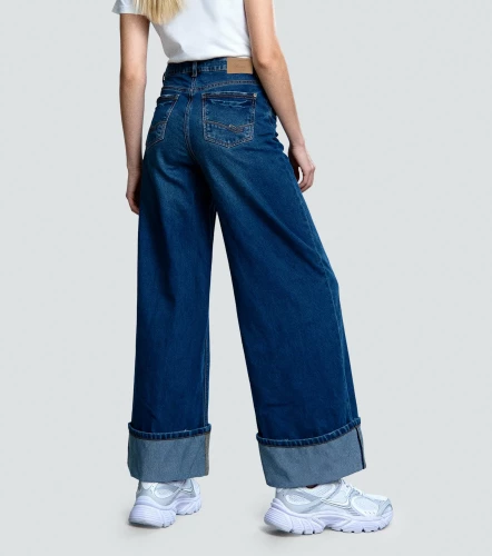 Bernes Flor Jean Cinco Bolsillos Con Bota Doblada UnserAZ