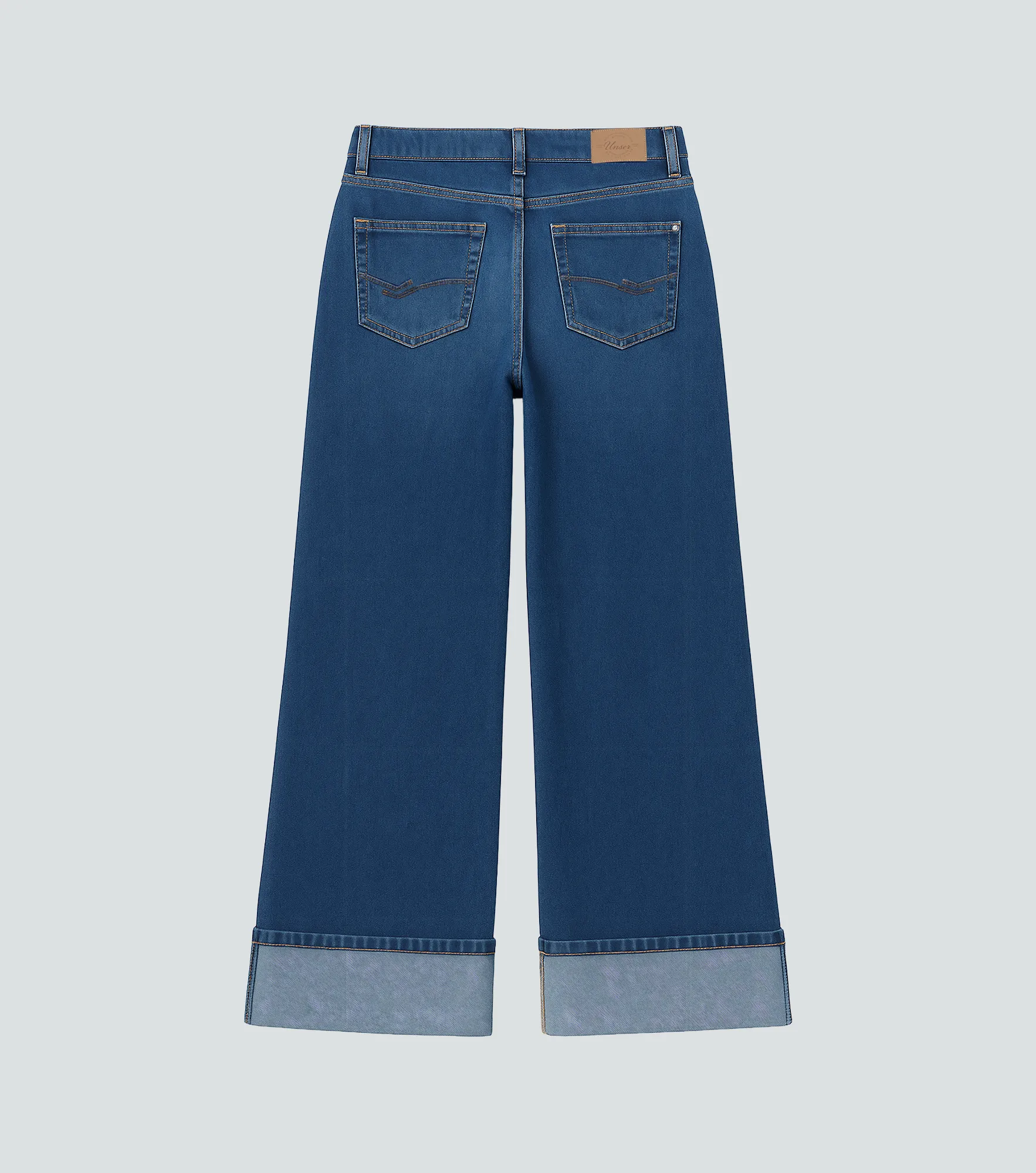 Bernes Flor Jean Cinco Bolsillos Con Bota Doblada Unser 836187 AZ