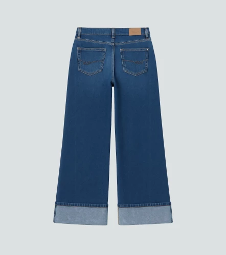 Bernes Flor Jean Cinco Bolsillos Con Bota Doblada UnserAZ