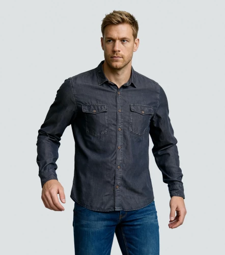 Slim Dayan Camisa Tono Negro En Tencel UnserNG