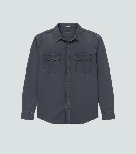 Slim Dayan Camisa Tono Negro En Tencel UnserNG