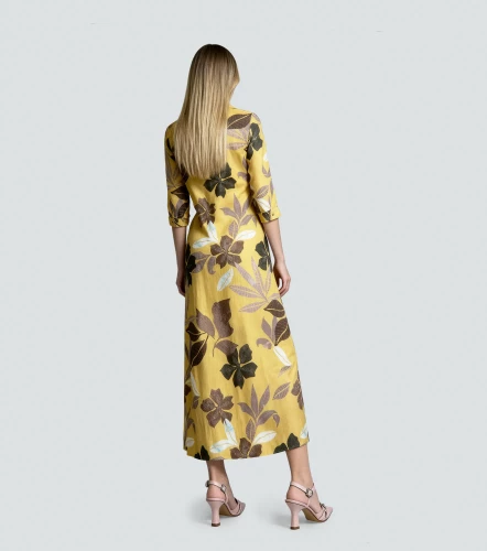 Vestido Para Mujer Camisero Estampado Manga Larga DerekAM