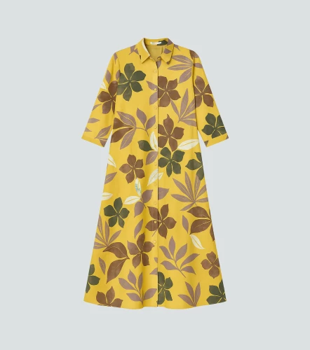 Vestido Para Mujer Camisero Estampado Manga Larga DerekAM