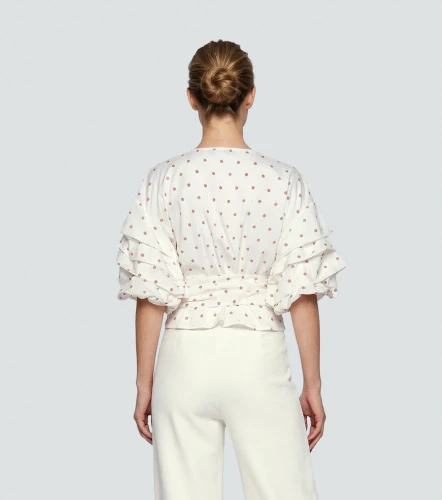 Blusa Para Mujer Con Puntos Lurex Escote Cruzado Manga Con Volumen DerekAR