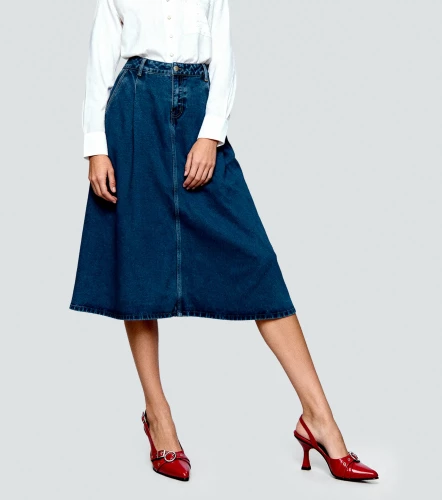 Falda En Indigo Acampanada Salome DerekAZ