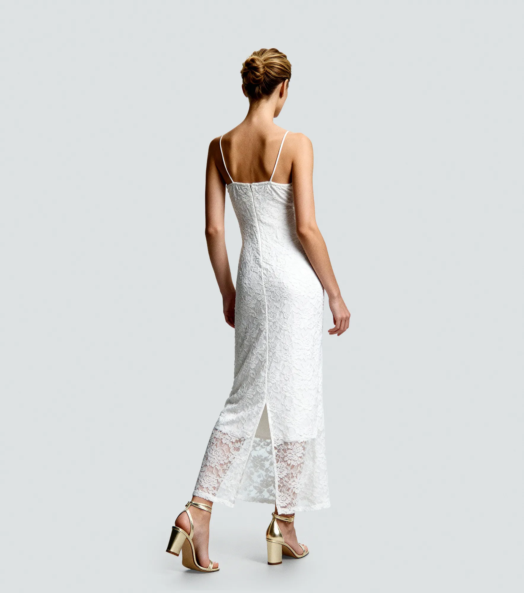 Vestido Largo Ajustado En Blonda Derek 836585 BL