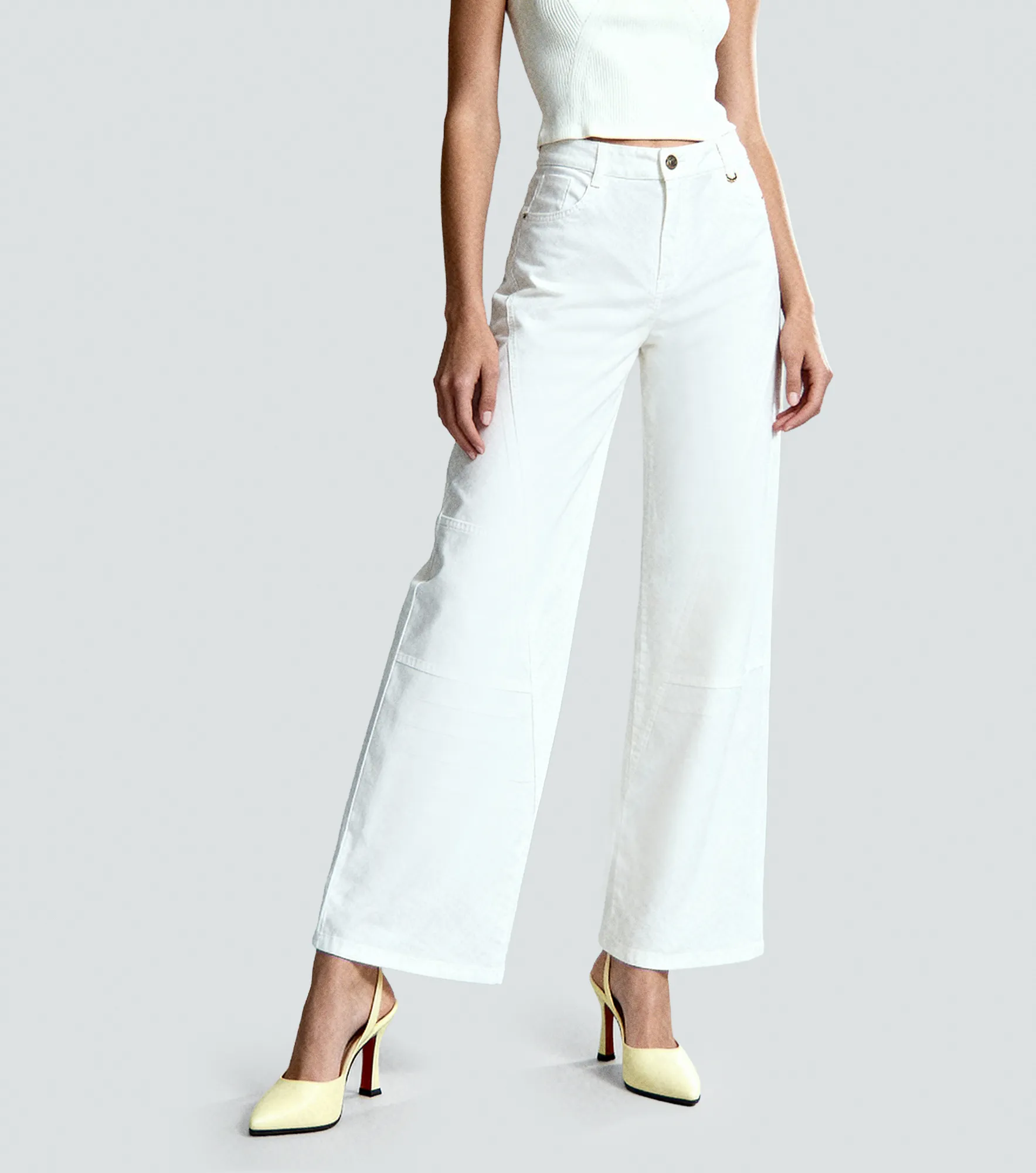 Pantalon Wide Leg En Drill Unicolor Andrew Derek 834907 BH