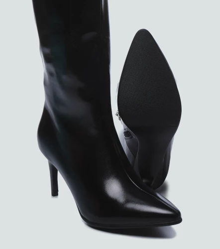 Bota Cana Alta Unicolor Con Tacon DerekNG