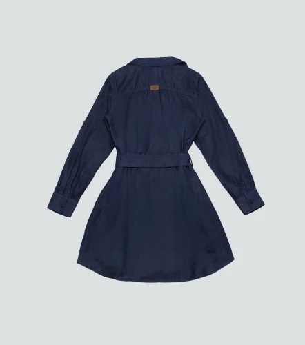 Ruby Vestido Manga Larga Con Cinturon Y Bolsillos En Delantero UnserAZ