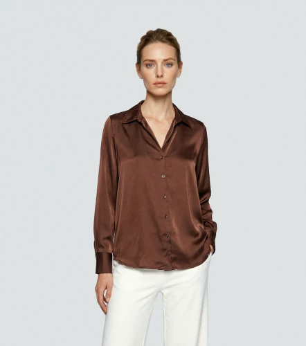 Blusa De Mujer Camisera Manga Larga Unicolor DerekCF