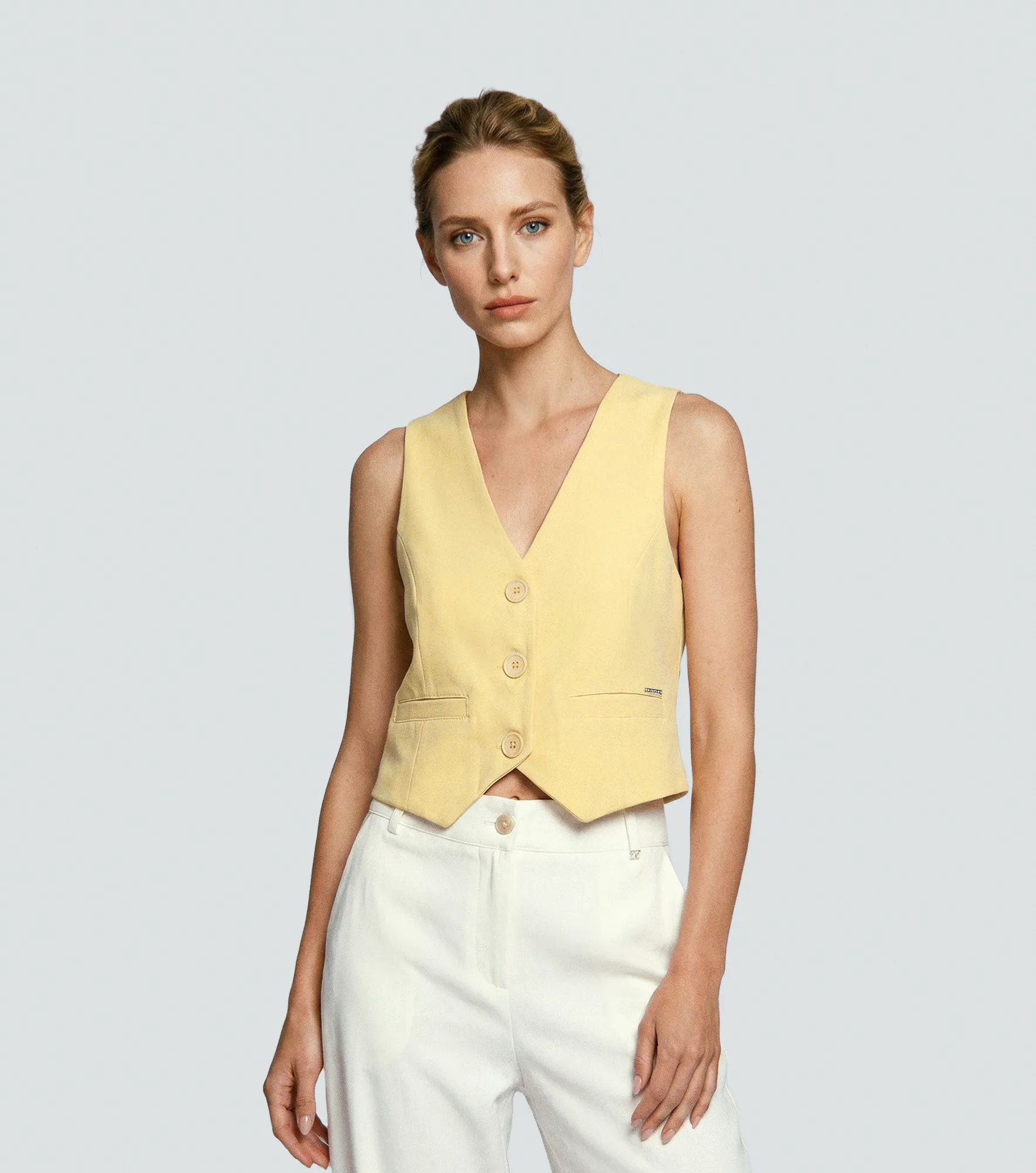 Chaleco Manga Sisa Con Botones En Delantero DerekAM