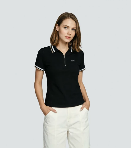 Mary Blusa Polo Con Cortes Cuello Y Punos Tejidos UnserNG