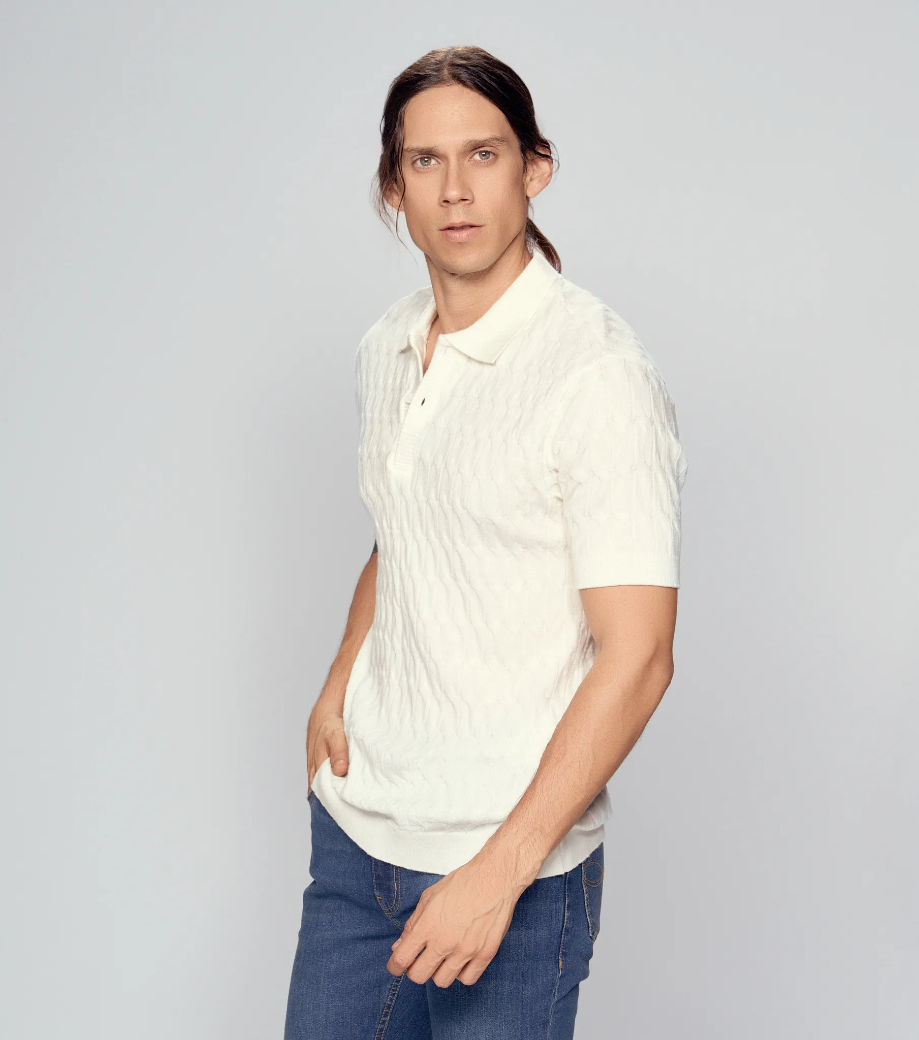 Polo Para Hombre Tejido Molderia Slim Unicolor Unser 834273 AR
