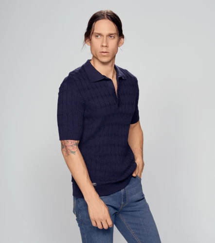 Polo Para Hombre Tejido Molderia Slim Unicolor UnserAZ