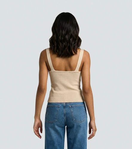 Raquel Blusa Tejida Unicolor De Tiras Con Decorado UnserAR