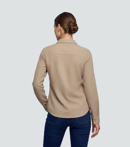 Lesly Blusa Camisera Unicolor Manga Larga Con Bolsillos En DelanteroKQ