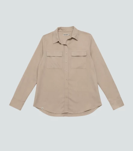 Lesly Blusa Camisera Unicolor Manga Larga Con Bolsillos En DelanteroKQ