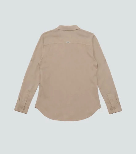 Lesly Blusa Camisera Unicolor Manga Larga Con Bolsillos En DelanteroKQ