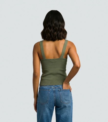 Raquel Blusa Tejida Unicolor De Tiras Con Decorado UnserVD