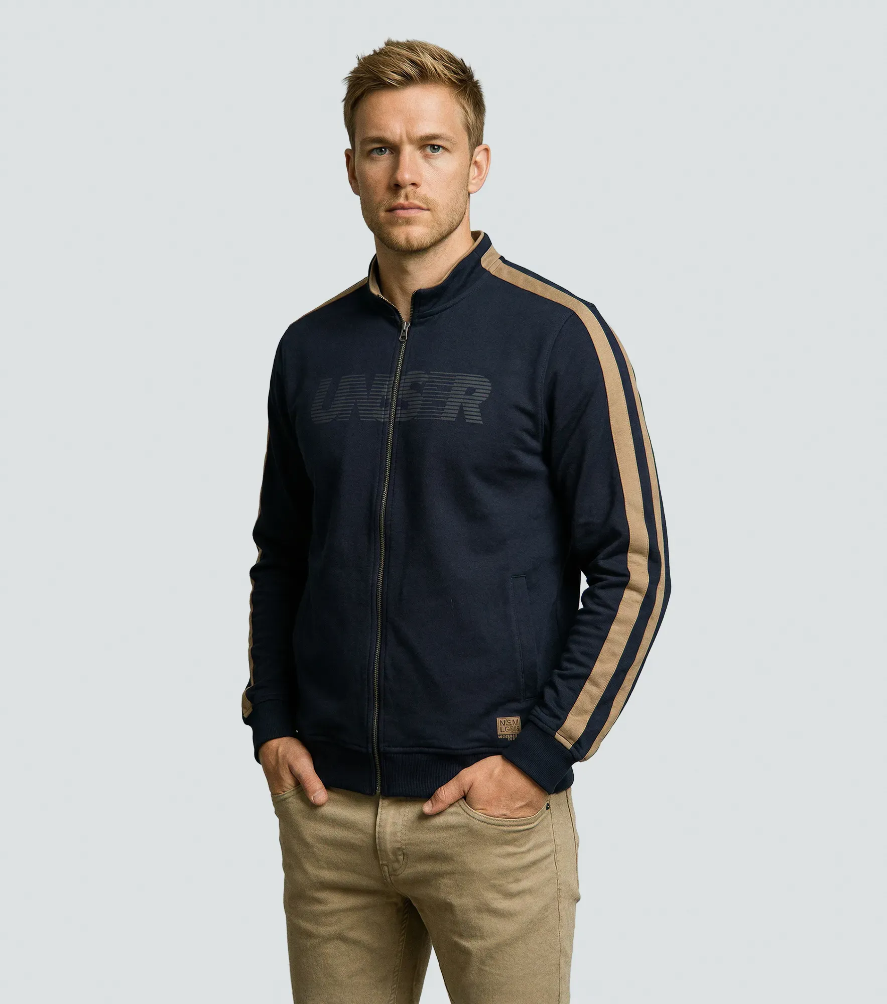 Buzo Para Hombre De Cremallera Y Combinacion De Cortes En Mangas 831780 AV