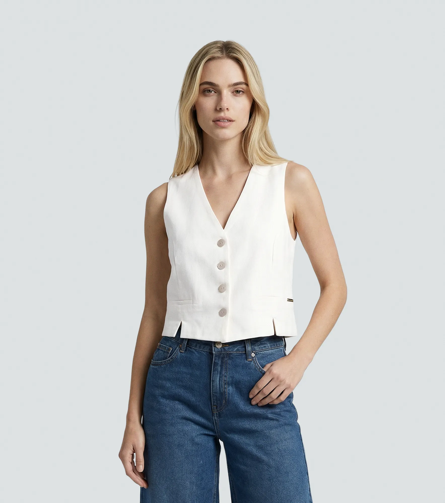 Chaleco Para Mujer En Lino Unicolor Ariana DerekAR