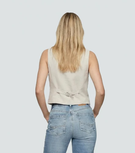 Chaleco Para Mujer En Lino Unicolor Ariana DerekKQ