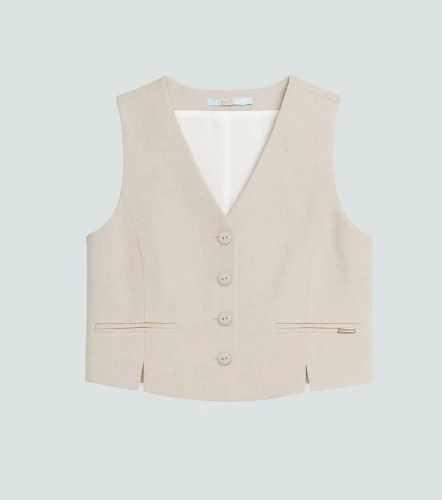 Chaleco Para Mujer En Lino Unicolor Ariana DerekKQ