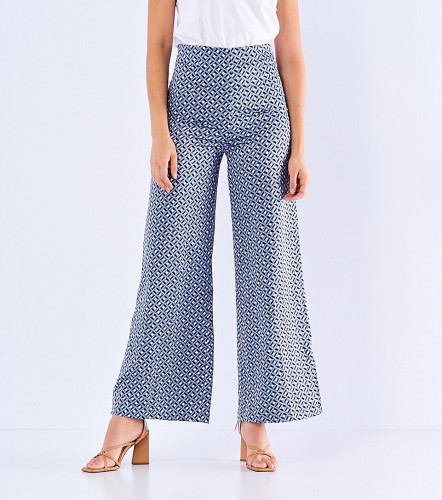 Emma Pantalon Tiro Alto En Satin Estampado DerekAZ