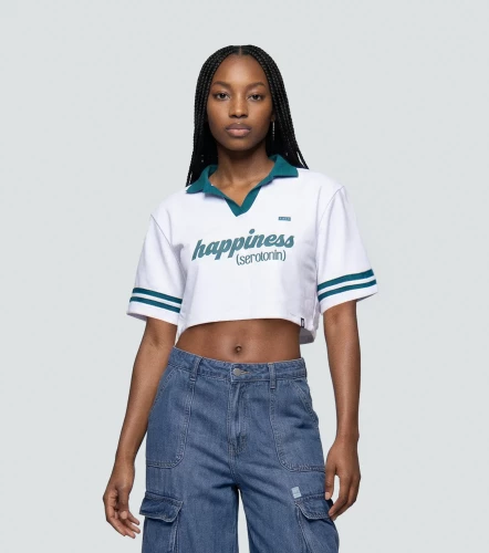 Nohe Blusa Crop Tipo Polo Estampada TyperVA