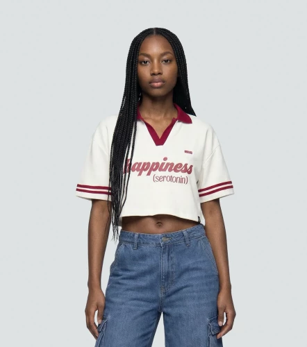 Nohe Blusa Crop Tipo Polo Estampada TyperVT
