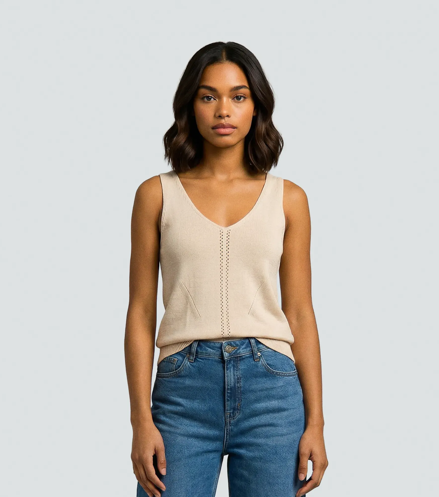 Raquel Blusa Tejida Unicolor De Tiras Con Decorado Unser 837128 AR